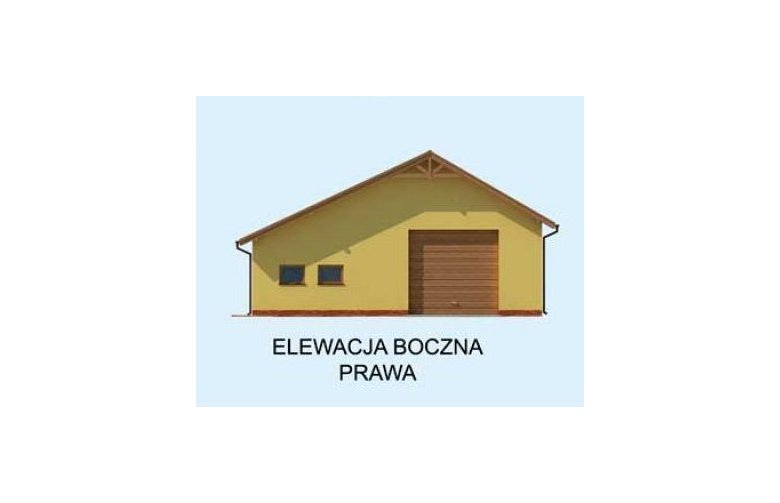 Projekt budynku gospodarczego G231 garaż trzystanowiskowy z pomieszczeniami gospodarczymi - elewacja 4