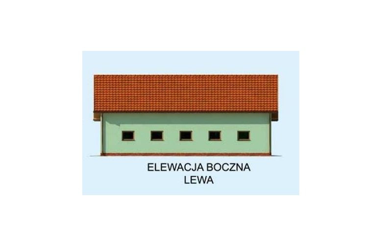 Projekt budynku gospodarczego G232 garaż trzystanowiskowy z pomieszczeniem gospodarczym - elewacja 3