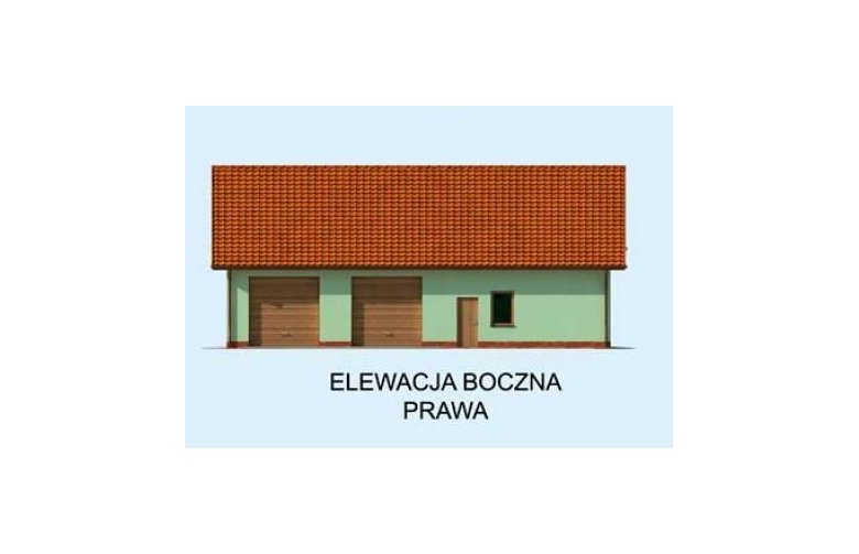 Projekt budynku gospodarczego G232 garaż trzystanowiskowy z pomieszczeniem gospodarczym - elewacja 4