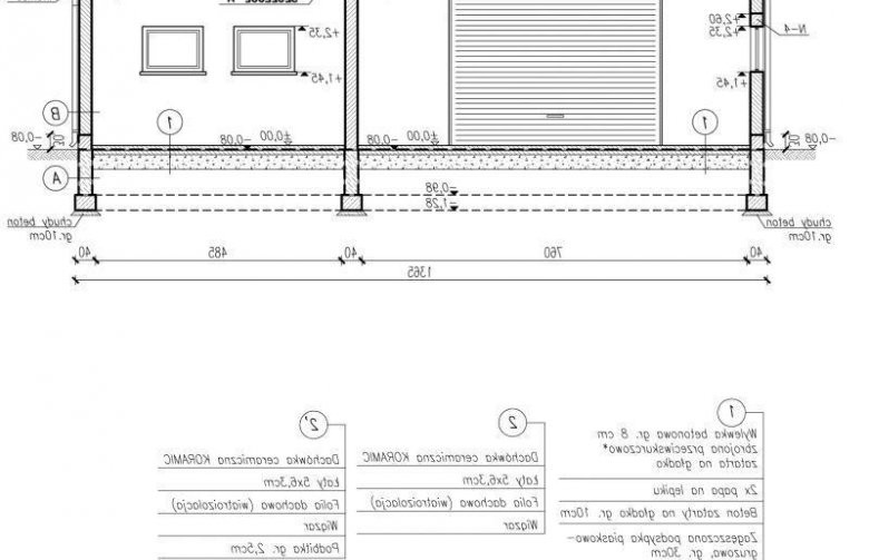 Projekt budynku gospodarczego G232 garaż trzystanowiskowy z pomieszczeniem gospodarczym - przekrój 1