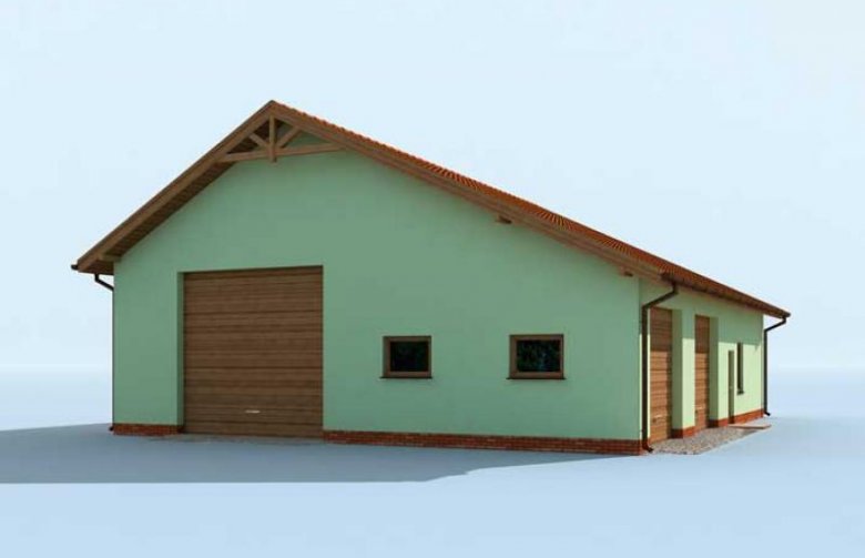 Projekt budynku gospodarczego G232 garaż trzystanowiskowy z pomieszczeniem gospodarczym