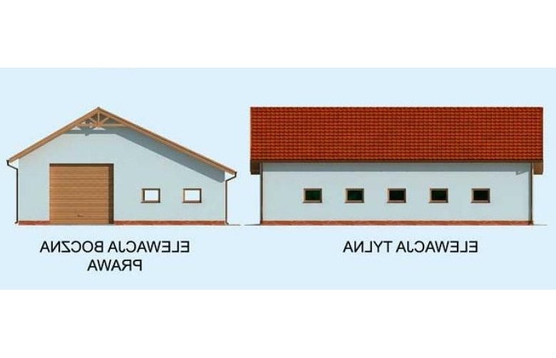 Projekt budynku gospodarczego G233 garaż trzystanowiskowy  - elewacja 2