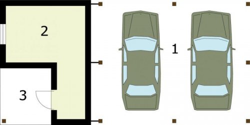 RZUT PRZYZIEMIA G239 garaż dwustanowiskowy z pomieszczeniem gospodarczym