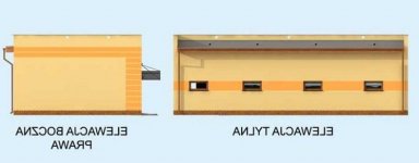 Elewacja projektu G250 trzystanowiskowy z pomieszczeniami gospodarczymi - 2 - wersja lustrzana