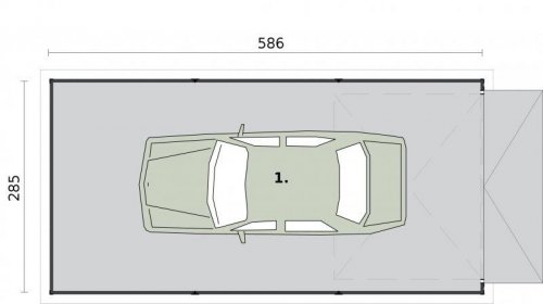 RZUT PRZYZIEMIA GB2 garaż blaszany jednostanowiskowy
