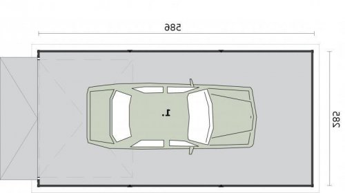 RZUT PRZYZIEMIA GB2 garaż blaszany jednostanowiskowy - wersja lustrzana