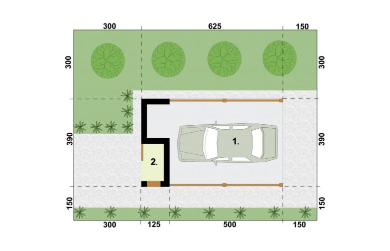 Projekt garażu W1 Wiata Garażowa jednostanowiskowa - rzut przyziemia