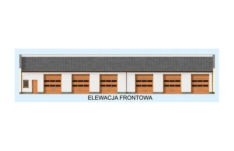 Projekt garażu G271 szkielet drewniany sześciostanowiskowy - elewacja 1