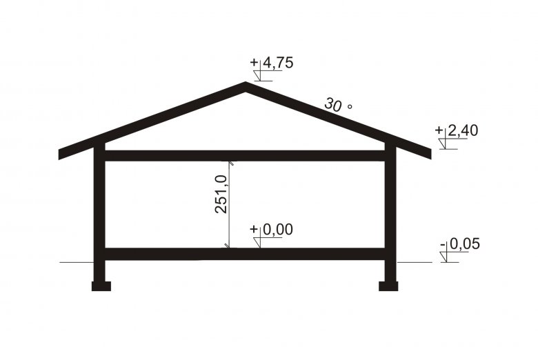 Projekt domu jednorodzinnego garaż ALFA-G2 - przekrój 1
