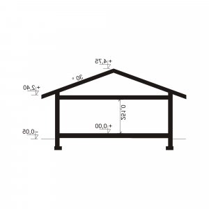 Przekrój projektu garaż ALFA-G2 w wersji lustrzanej
