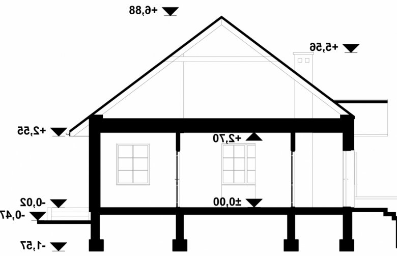 Projekt domu dwurodzinnego Irena - przekrój 1