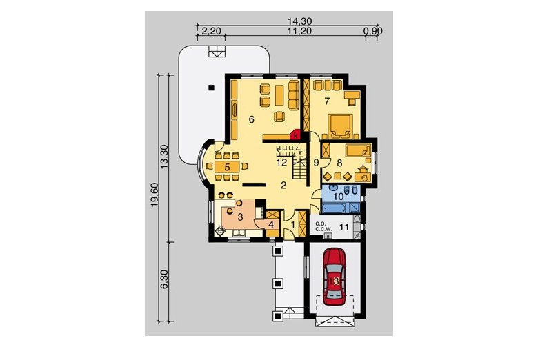 Projekt domu dwurodzinnego LK&317 - parter