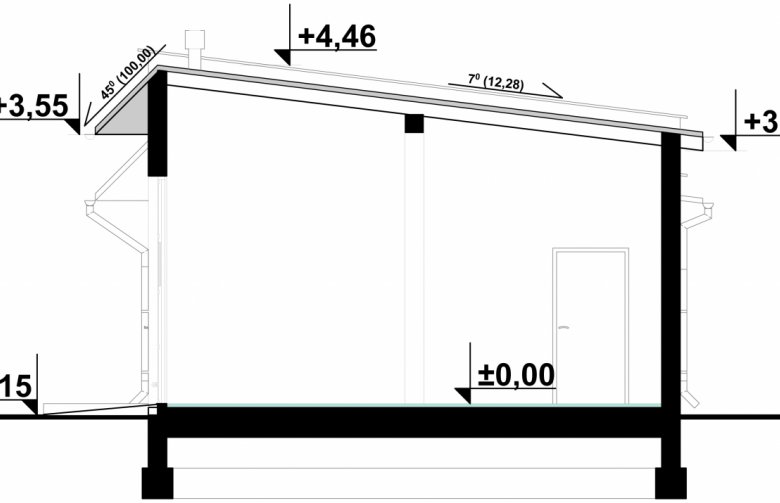 Projekt domu energooszczędnego G56 - Budynek garażowo - gospodarczy - przekrój 1