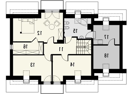 Rzut projektu PRYZMAT 2 - wersja lustrzana