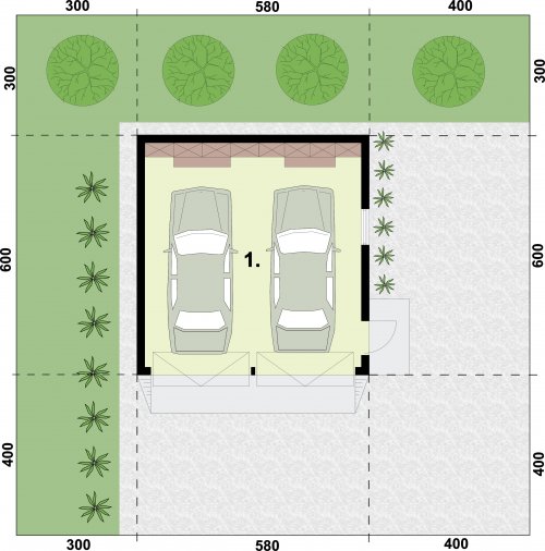 Rzut projektu G325 szkielet drewniany budynek gospodarczy