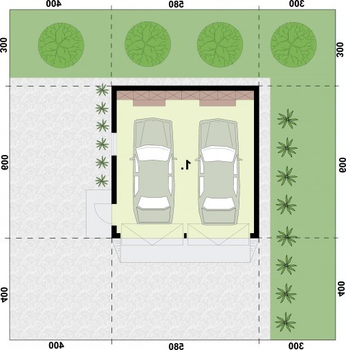 Rzut projektu G325 szkielet drewniany budynek gospodarczy - wersja lustrzana