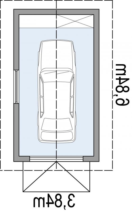 Rzut projektu GARAŻ G1A - wersja lustrzana