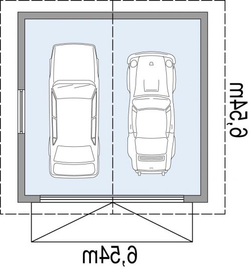 Rzut projektu GARAŻ G2A - wersja lustrzana