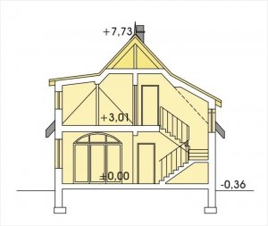 Przekrój projektu POZIOMKA a (bez garażu)