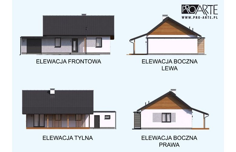 Projekt domu letniskowego BARBADOS 3A z garażem - elewacja 1