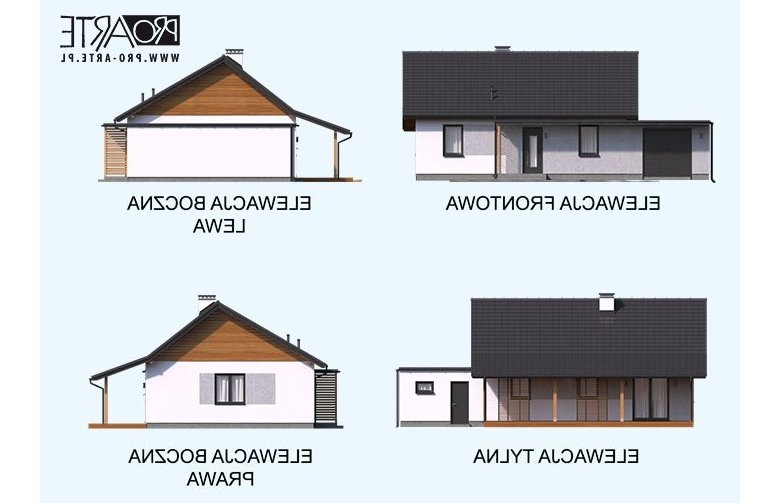 Projekt domu letniskowego BARBADOS 3A z garażem - elewacja 1