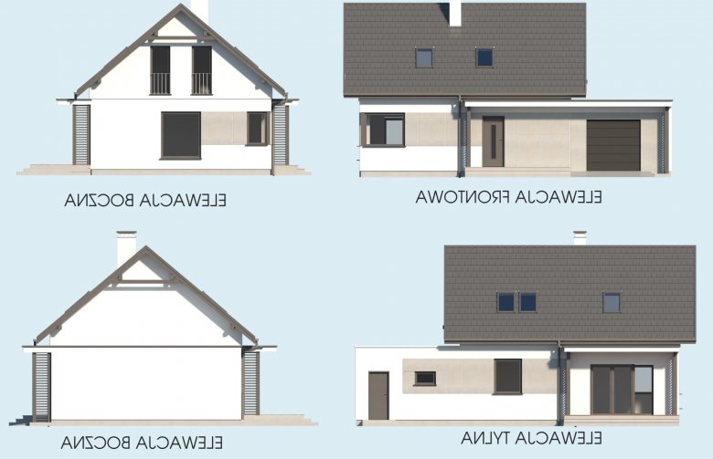 Projekt domu jednorodzinnego SEVILLA 3A - elewacja 1
