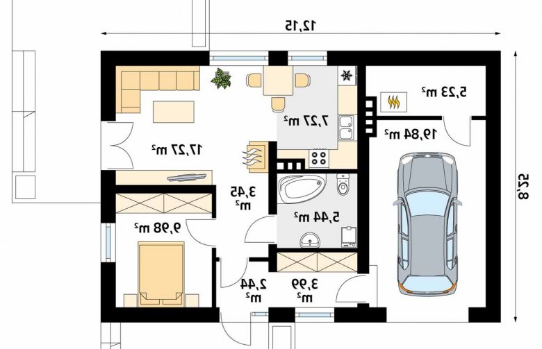 Projekt domu parterowego Imbir 3 - 