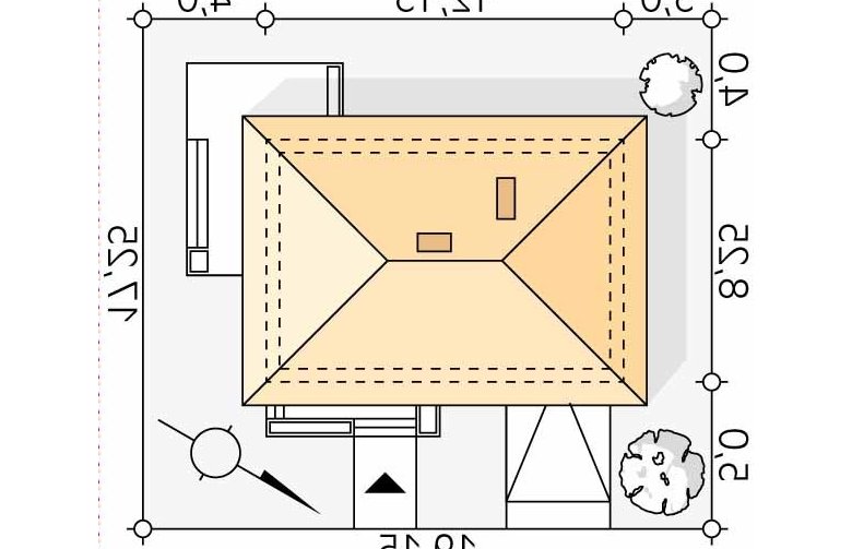 Projekt domu parterowego Imbir 3 - Usytuowanie - wersja lustrzana