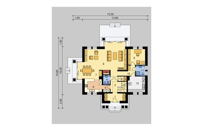 Projekt domu wolnostojącego LK&792 - parter