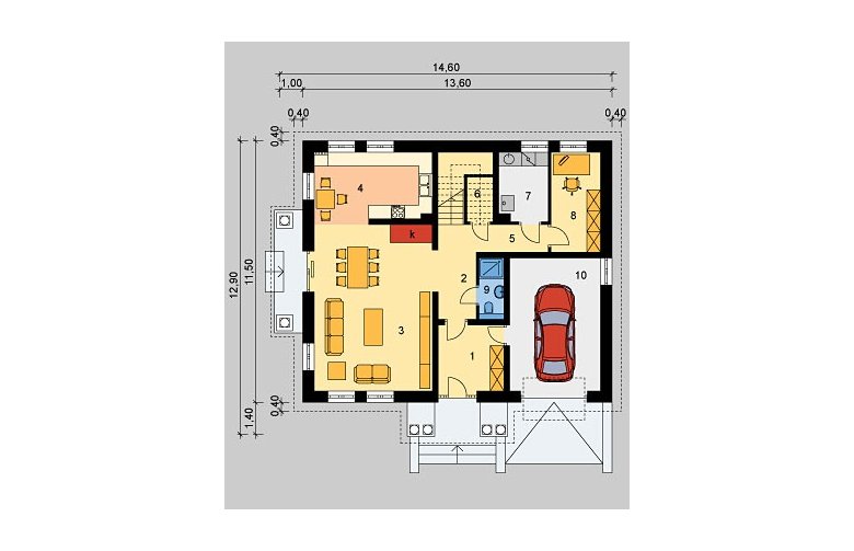 Projekt domu parterowego LK&799 - parter