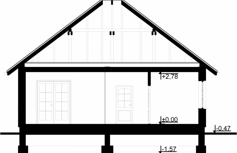 Projekt domu dwurodzinnego Michał - przekrój 1