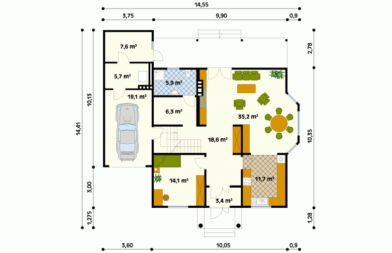 Projekt domu z bala Modrzew dr-S - 