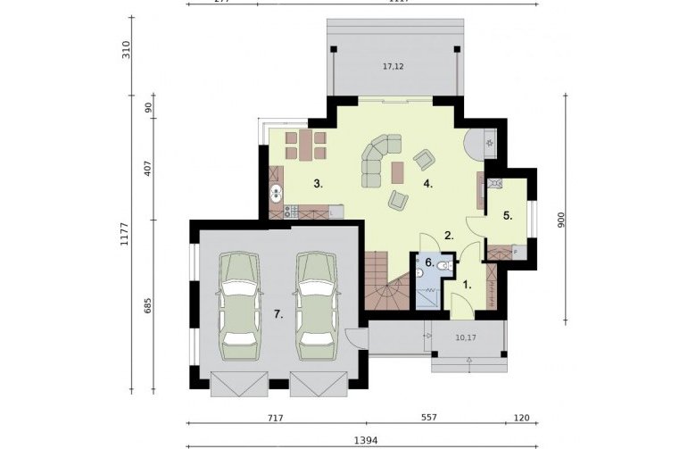 Projekt domu wolnostojącego BRUNEI - rzut przyziemia