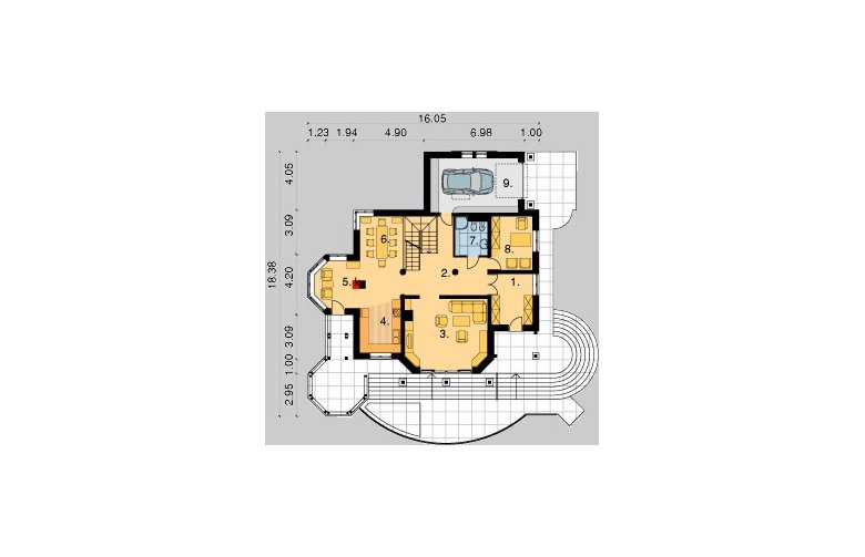 Projekt domu jednorodzinnego LK&173 - parter