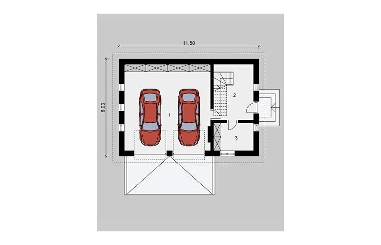 Projekt domu dwurodzinnego G44 - parter