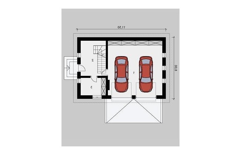 Projekt domu dwurodzinnego G44 - parter