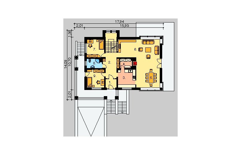 Projekt domu jednorodzinnego LK&231 - parter