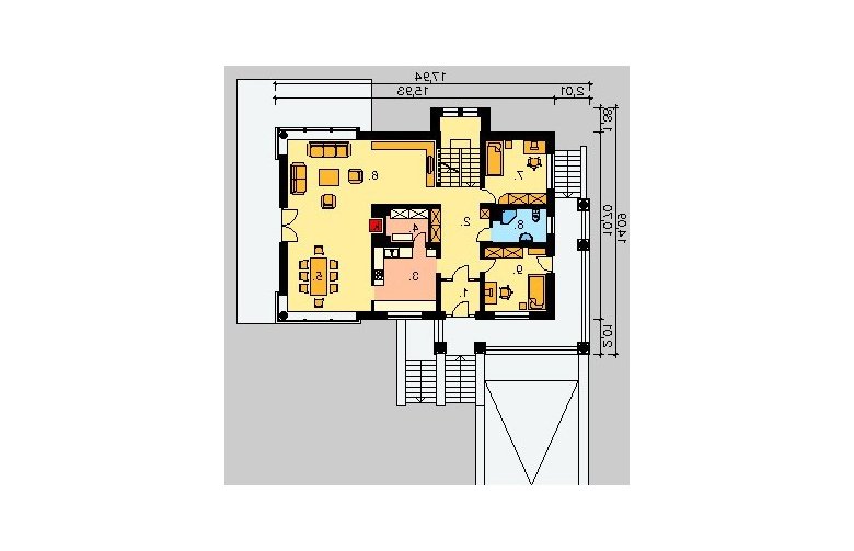 Projekt domu jednorodzinnego LK&231 - parter